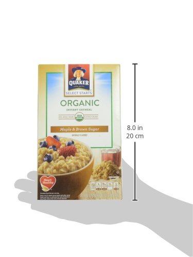 1.44 Oz (Pack 8) Quaker Organic Instant Oatmeal, Maple & Brown Sugar, Breakfast Cereal