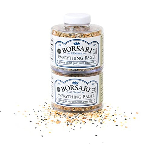 Borsari Seasoned Salt 2-Shaker Gift Set - Everything Bagel Seasoning Blend, Gluten Free Gourmet Seasonings for Steak,
