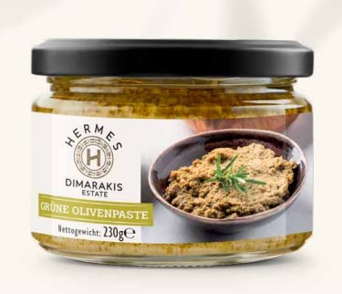 Generic Hermes Green Olive Spread 230g Greek Olive Tapenade, Savory Mediterranean Spread for