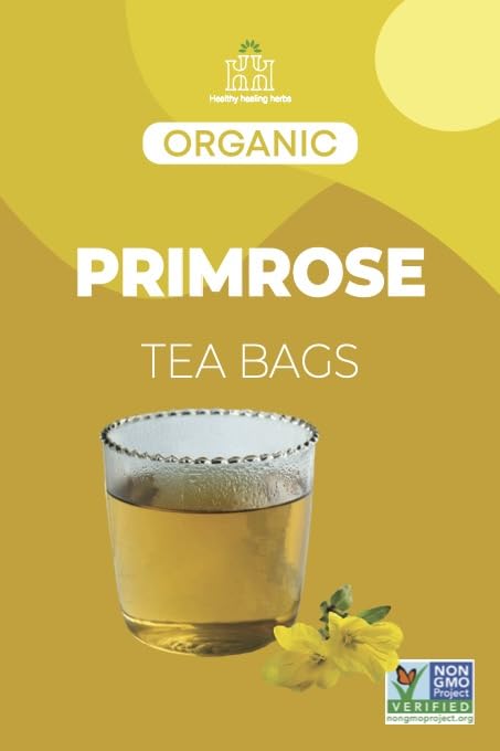 Healthy Healing Herbs Organic Primrose Tea 100 Tea Bags | Premium Dried Primrose Herb |