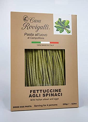 Fettuccine With Spinach (Pack of 4) - Italian Fettuccine Pasta Agli Spinaci