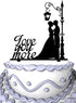 Meijiafei Groom and Bride Wedding Cake Topper Silhouette, Cursive Love You More
