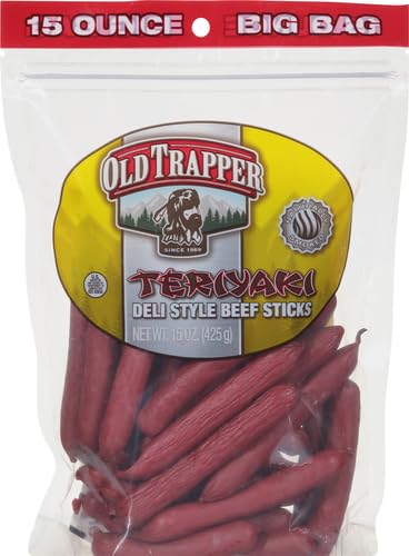 15-Ounce Package, (Pack (Pack 2) Old Trapper Deli-Style Beef Sticks, Teriyaki Flavor, Great for On-the-Go Snacking, Six