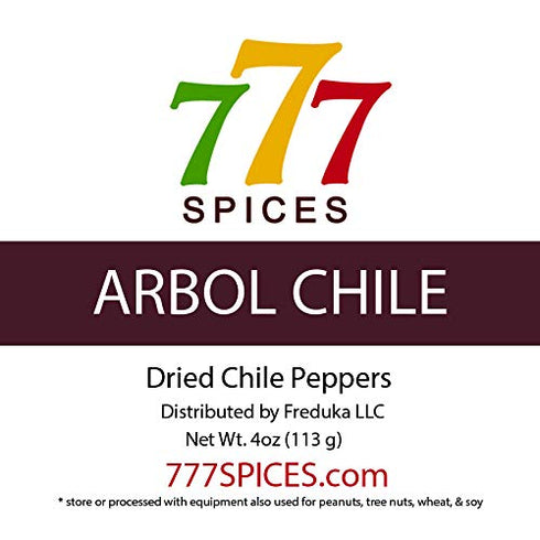 4oz Chile de Arbol Dried Whole Chilies Red Peppers, Chili Pods for Authentic Mexican Food