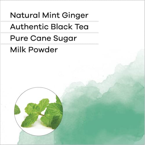 QuikTea Mint Ginger Chai Tea Latte, 10 Count, Bold Mint Ginger Flavor, Naturally Caffeine-Light