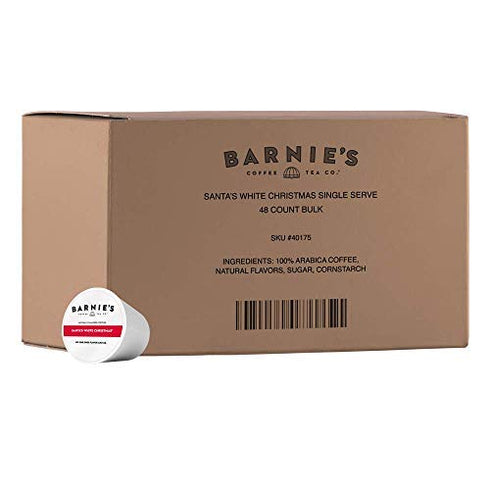 48 Count Barnie's Coffee Santa's White Christmas Single Serve Coffee Pods with Coconut, Vanilla, and Caramel Flavors