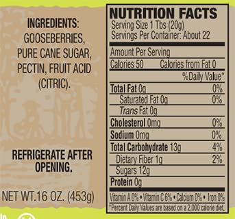 16oz (Pack 6) Dillman Farm All Natural Gooseberry Preserves - Gluten-Free, Non-GMO, Vegan, Kosher, Eco-Friendly