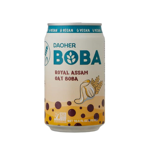 10.5 Oz, Pack 12 No.1 DaoHer Royal Assam Oat BOBA Vegan Bubble Milk Tea Drink Premium Ready-to-Drink Canned Bubble Tea