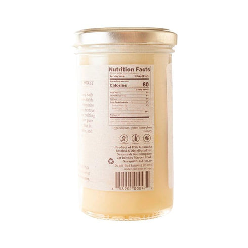 12 oz Savannah Bee Winter White Honey in Tower Jar