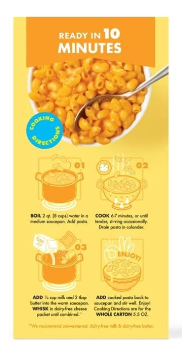 Generic 5.5 oz New Dairy Free Gluten Free Cheddar Mac & Cheese, Vegan, (Shelf Stable)