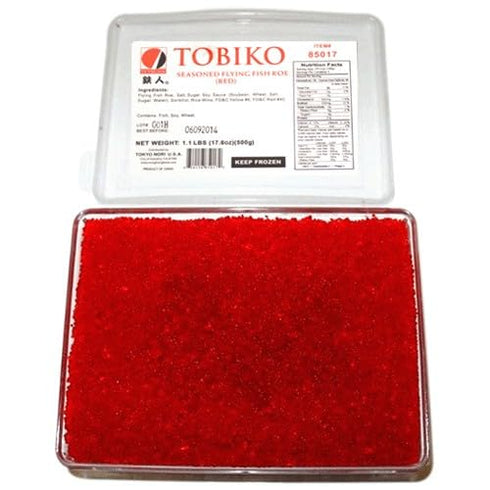 (50g Genki Red Tobiko Flying Fish Roe Premium Wild-Caught Taiwanese Caviar with Crisp Pop Texture for Sushi, Nigiri