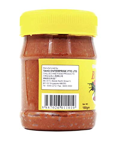 Taho Blachan Chili with Shrimp Paste, 180g, 1 Bottle, Air Flown from Singapore, 6.3 Oz