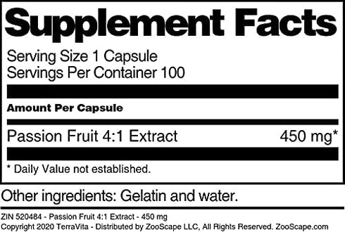 Terravita 4:1 450 (100 520484) Passion Fruit Extract - mg Capsules, ZIN: