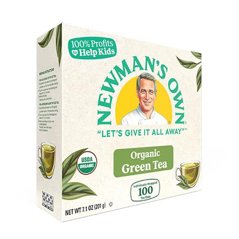 100 (Pack 2) Newman's Own Organic Green Tea with Individually Wrapped Tea Bags Per Box of USDA Certified Contains