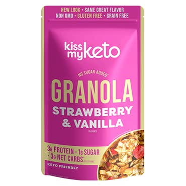 Kiss My Keto Granola Cereal - Strawberry Vanilla Low Carb Granola (2g-Net), Gluten Free, Keto Nut Granola