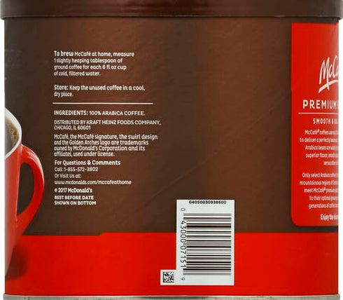 30 oz (Pack 2) McCafe Premium Roast, Medium Roast Ground Coffee, Canister