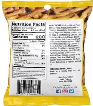 Pack 10-1.5 oz Dot Pretzels Honey Mustard - of Bags - Perfect for Lunches or Stocking the Pantry - Classic Taste