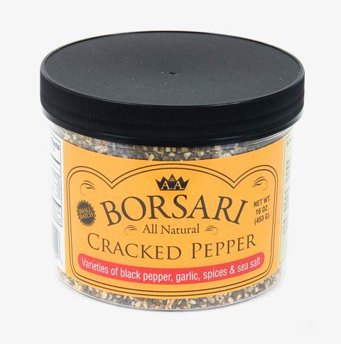 Borsari Cracked Pepper Seasoning Blend - Fresh Cracked Black Pepper Seasoned Salt