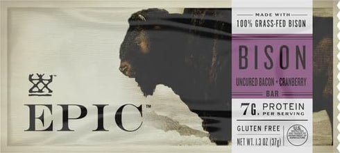 1.3 Epic Provisions, Bison Bacon Cranberry Bar, Ounce