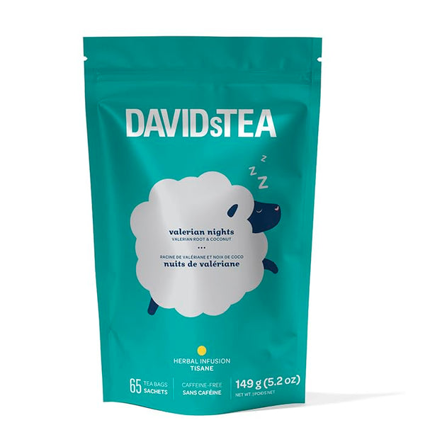 DAVIDsTEA Valerian Nights Caffeine-Free Herbal Tea with Caramel, Coconut & Valerian Root