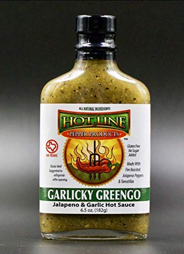 HOT LINE PEPPER PRODUCTS Gourmet Hot Sauces (2) Garlicky Greengo, 2) Hatchanero, 4 pack)