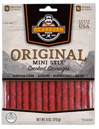Generic 4 Pack (170g Dearborn Brand Mini Stix - Flavor Variety Bags) - Smoky Sausage Snack Bites, Gluten-Free