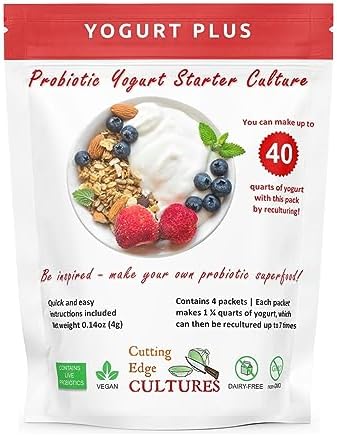 Cutting Edge Cultures 4 4 Packets Yogurt Plus Probiotic L. Reuteri B. Longum L Plantarum Starter Grams