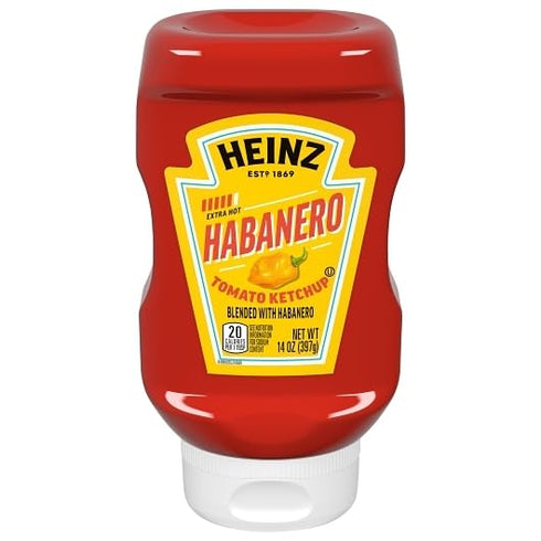 Heinz Habanero Tomato Ketchup, Hot and Spicy, 14 oz Squeeze Bottle
