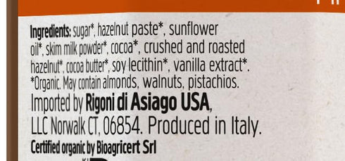 8.82oz (Pack 1) Rigoni di Asiago Organic Nocciolata Crunchy Crushed Hazelnut Cocoa Spread Gluten Free Palm Oil Free