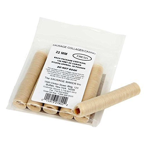 The Sausage Maker 22mm Fresh Collagen Casings For Sausage Making, Edible, Clear,