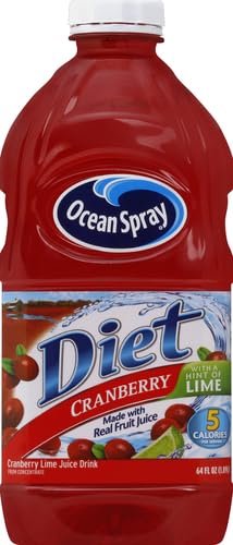 64 Oz (Pack 5) Ocean Spray Diet Cranberry with Lime Juice Drink, Fl Bottle