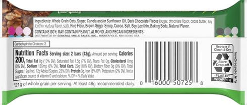 (Pack 5) Nature Valley Oat's 'n Dark Chocolate Granola Bar, Single