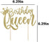Handmade Glitter Queen Birthday Cake Topper, Happy Birthday Bunting Decor, Party Decoration Supplies (Silver)