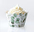 24 Eucalyptus Greenery Floral Cupcake Wrappers for Wedding, Bridal Shower, and Baby Shower Dessert Decor