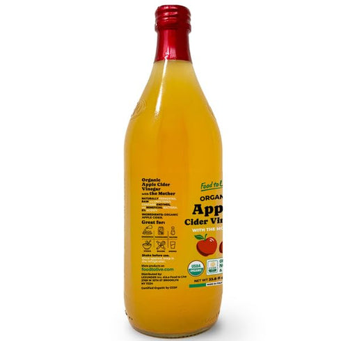 1 (Pack 2) Food To Live Organic Apple Cider Vinegar, L Raw Italian Natural Vinegar with the Mother, Unfiltered