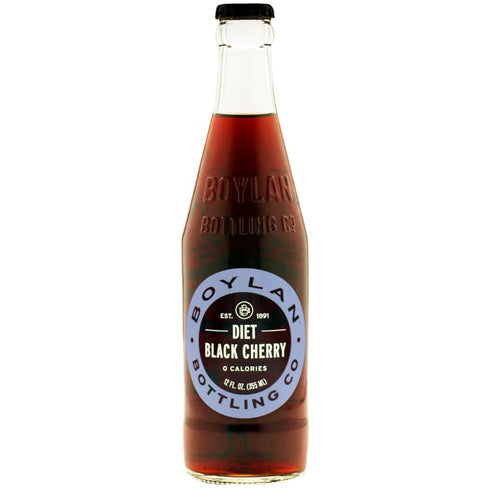 Boylan Bottling Craft Diet Black Cherry Soda 12oz Glass Bottle (12 Pack,