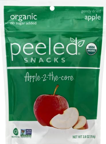 Peeled Snacks Organic Dried Fruit, Apple, 2.8 oz, Healthy Vegan Snacks for On-the-Go
