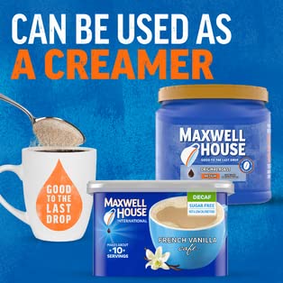 4 oz (Pack 4) package) Maxwell House International Decaf & Sugar Free French Vanilla Caf Style Instant Coffee, Canister