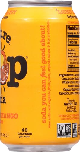 Culture Pop 12 (Pack 5) Soda Orange Mango & Lime Probiotic Soda, FZ