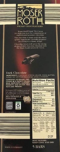 Moser Roth 6 Pack 70% Boxed ~ Cocoa Dark Chocolate ~ Fine German Chocolate Bar (s) ~ With Bonus Sample!