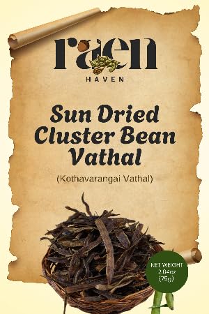 RAEN HAVEN 100% Pack 1 2.64 oz Raen Heaven Cluster Beans | Kothavarangai Vathal (Gwar Phali) | Natural Sun-Dried