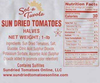 Sol a Tavola Packed Sun-Dried Tomatoes, Ready to Eat, Brilliant Red Color | Moist Chewy Texture | Nutritious | Healtful