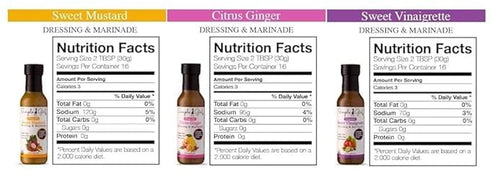 Simple Girl Dressing-3 Pack- Salad Bottle Sweet Vinaigrette, Sweet Mustard And Citrus Ginger