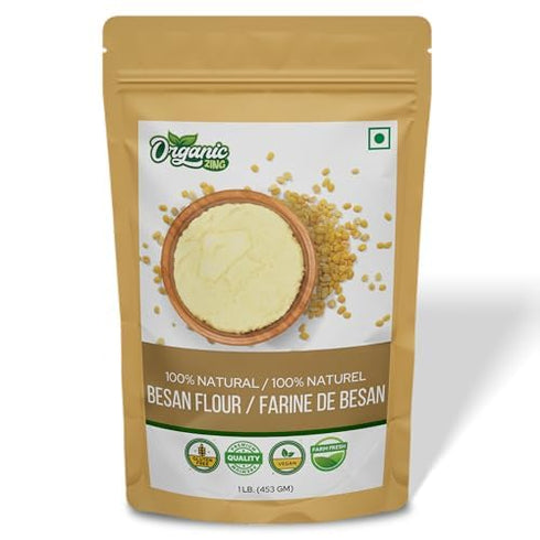 454 16 oz Organic Zing Besan Flour Food Grade g / - Chickpea Flour for Cooking, Baking and Everyday Recipes