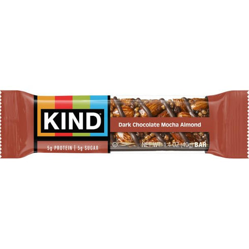 5g 12 Count KIND Healthy Snacks Bars, Dark Chocolate Mocha Almond, Gluten Free, Low Sugar, High Fiber Snacks, Protein