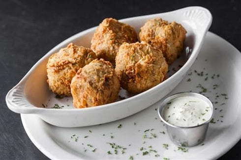 Comeaux's Crawfish Boudin Balls, 12ct. Ready to Eat, Breaded Cajun Boudin Sausage Bites,