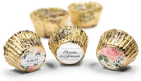 50ct Personalized Wedding Candy Favors Peanut Butter Cups Miniatures with DIY Stickers,
