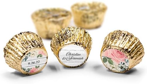 50ct Personalized Wedding Candy Favors Peanut Butter Cups Miniatures with DIY Stickers,