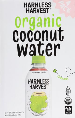 Harmless 12 Oz (Pack 4) Harvest Organic Coconut Water, Original, Fl