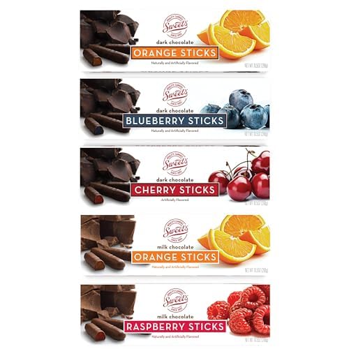Sweet Candy Company Dark Chocolate Fruit Flavored Sticks - Gourmet Chocolate Covered